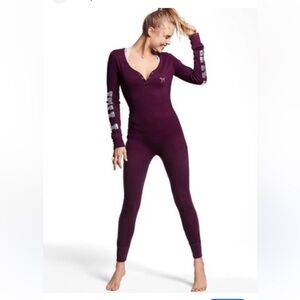 Victoria's Secret Deep‎ Purple sequin Onesie thermal M
